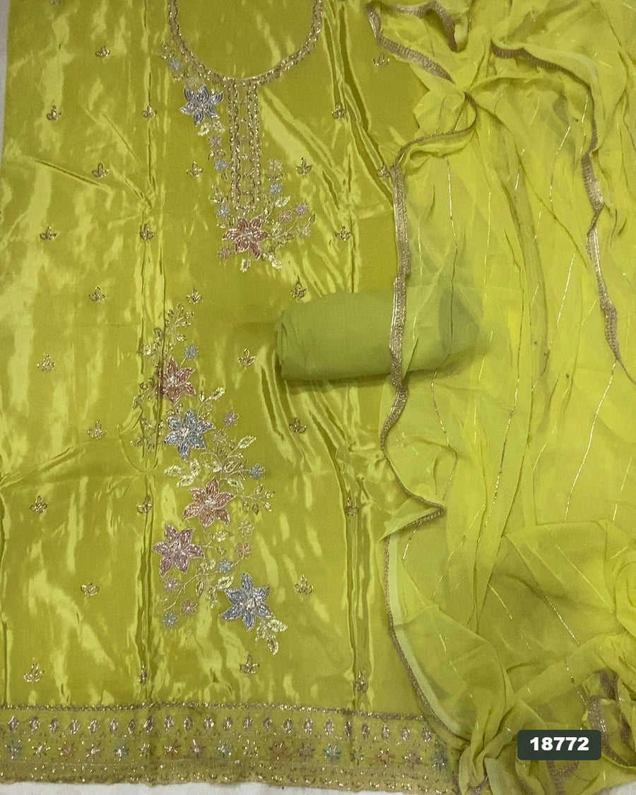 Crush Silk Embroidery Suit Set