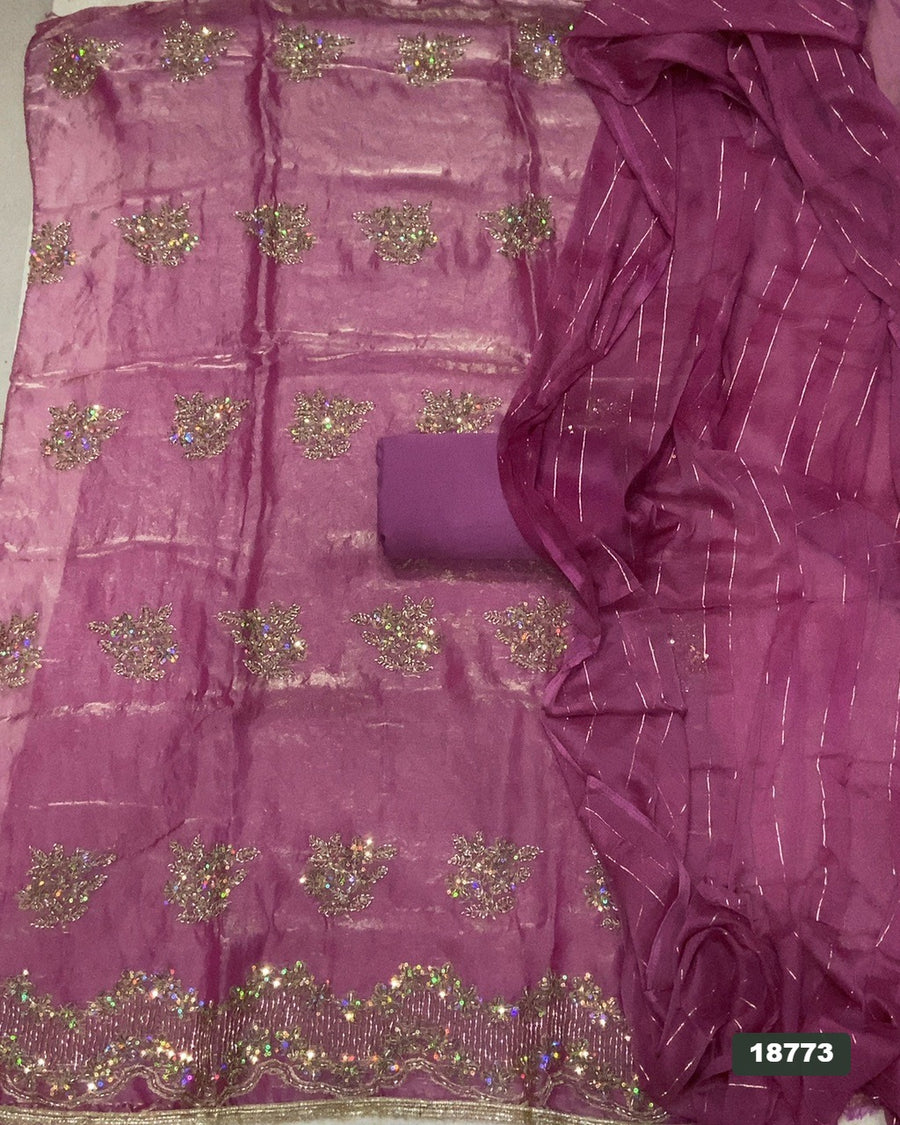 Shimmer Silk Embroidery Suit Set