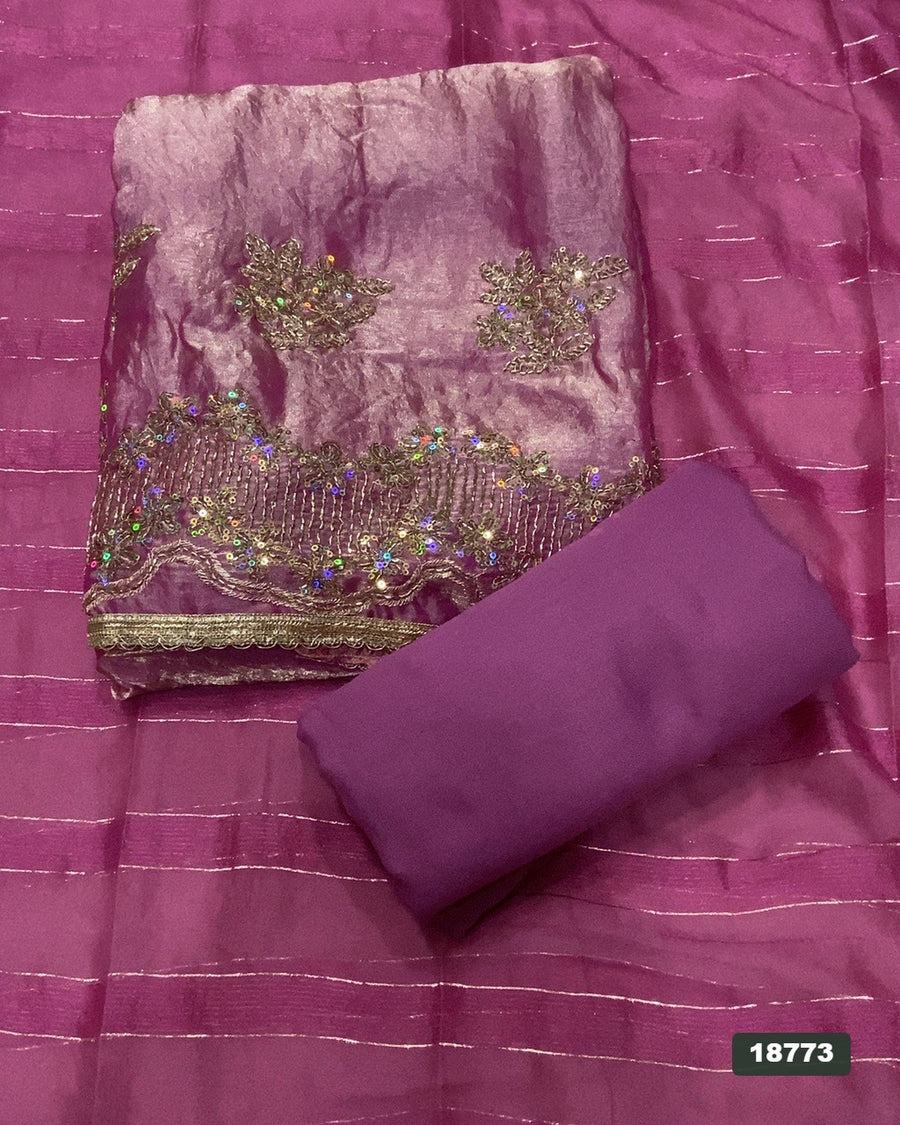 Shimmer Silk Embroidery Suit Set