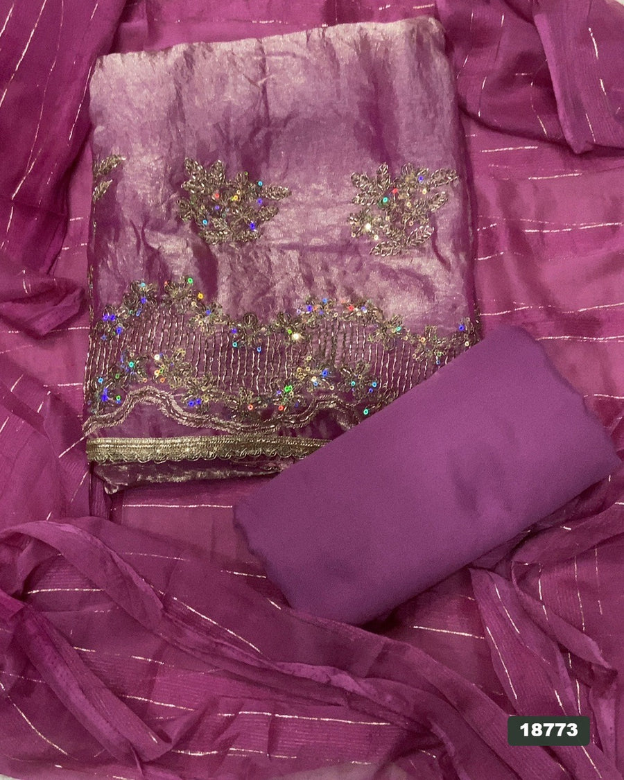 Shimmer Silk Embroidery Suit Set