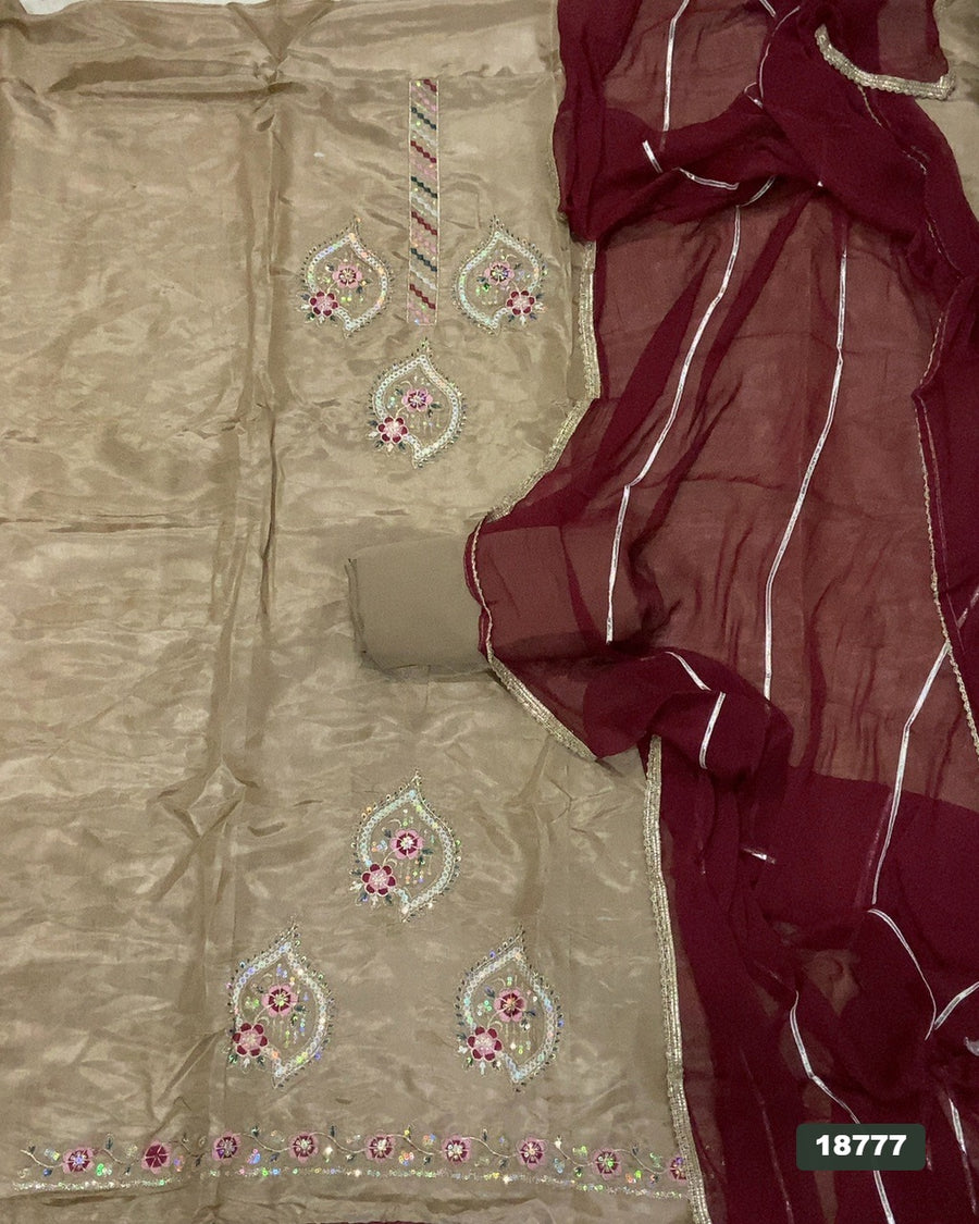 Crush Silk Embroidery Suit Set