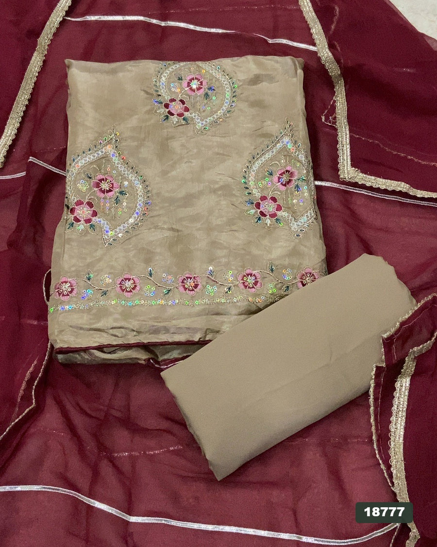 Crush Silk Embroidery Suit Set