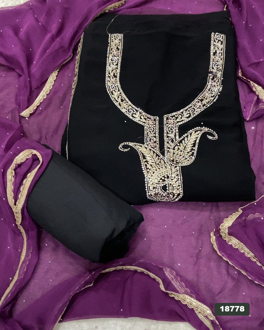 Gorgette Silk Embroidery Suit Set