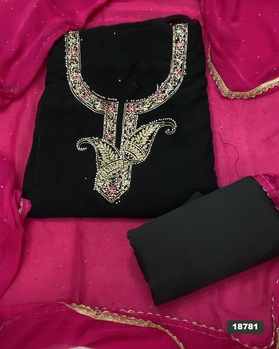 Gorgette Silk Embroidery Suit Set
