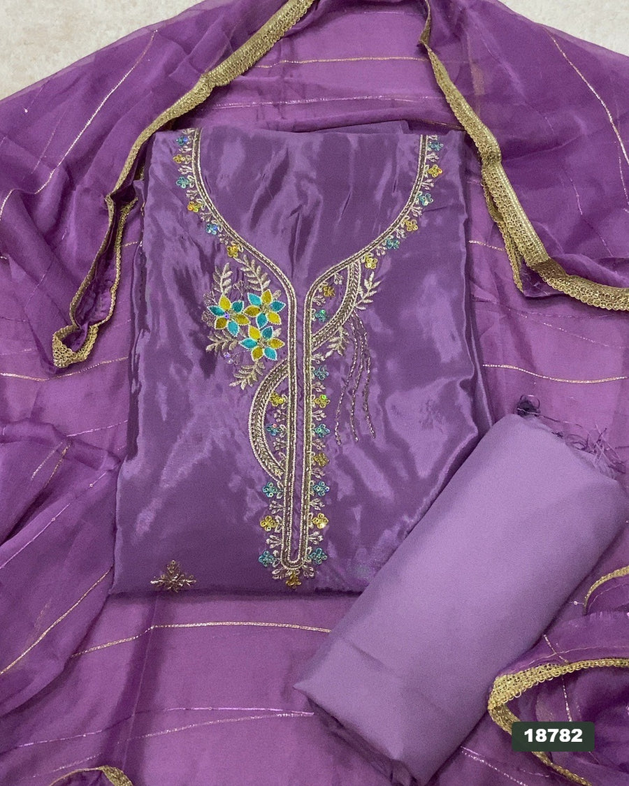 Crush Silk Embroidery Suit Set