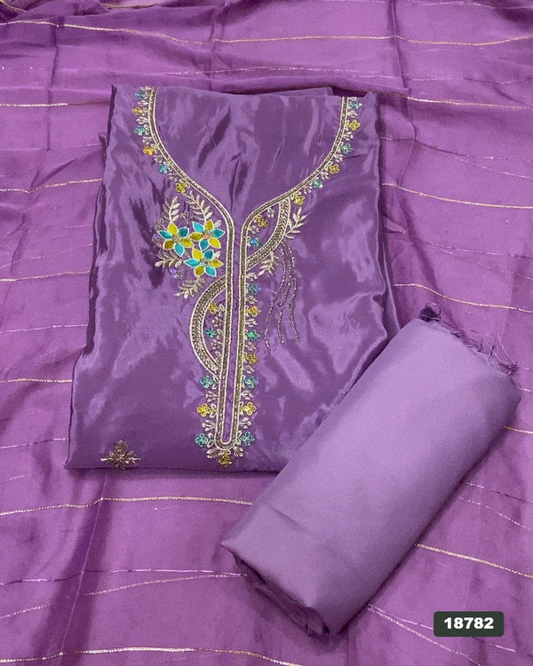 Crush Silk Embroidery Suit Set