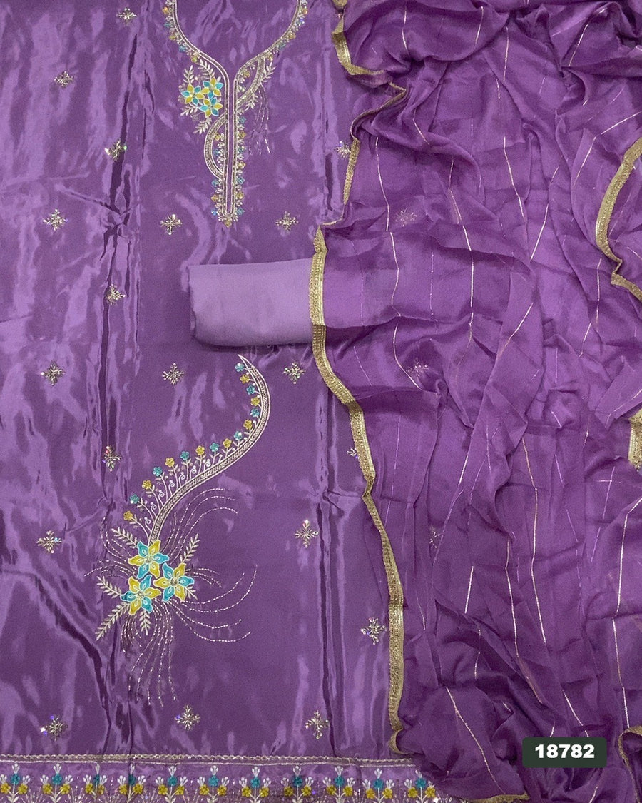 Crush Silk Embroidery Suit Set