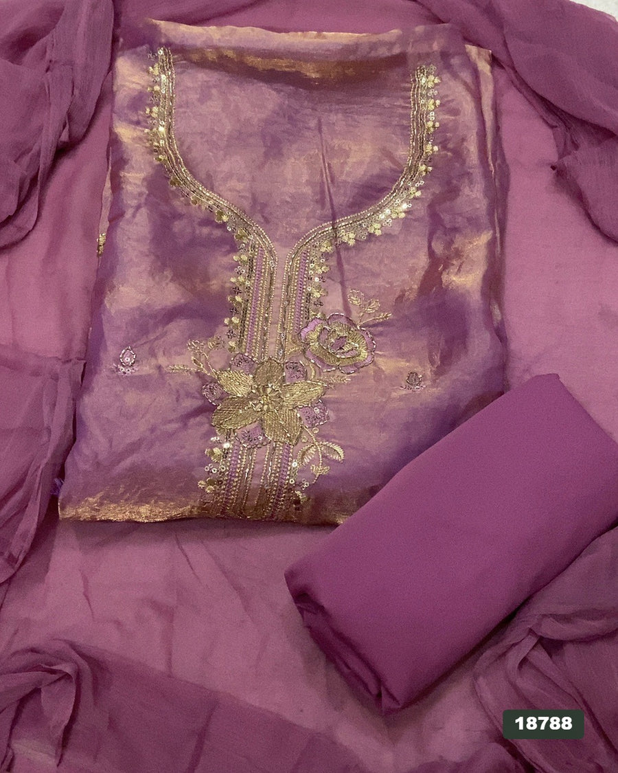 Silk Embroidery Suit Set