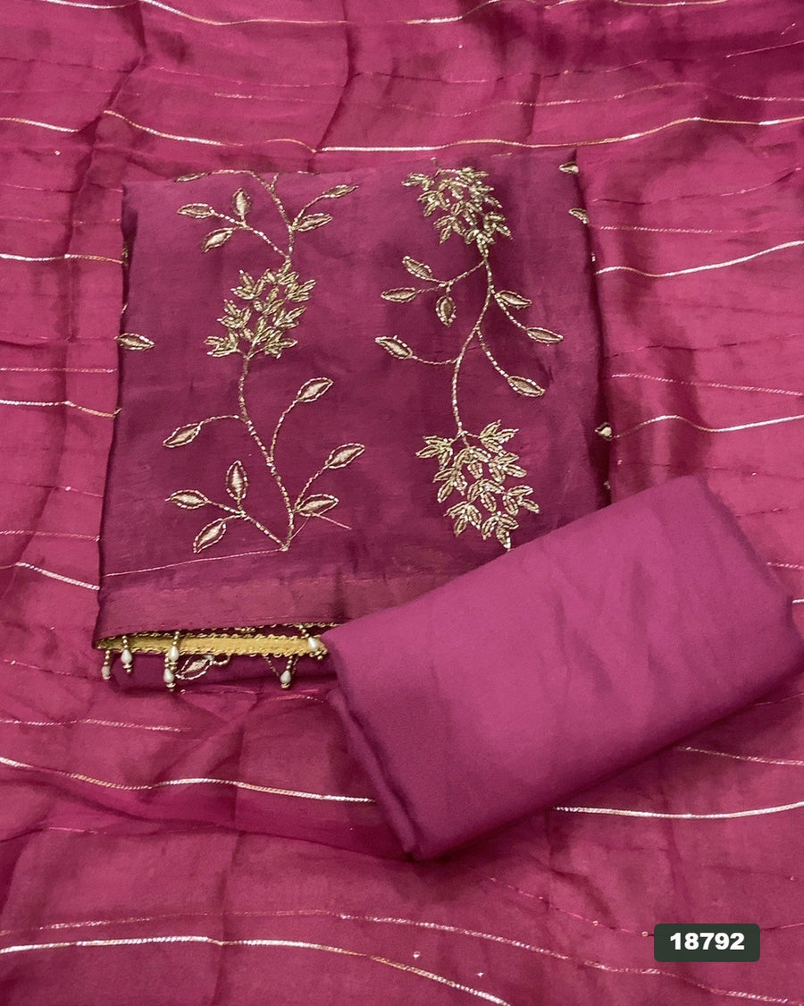 Crush Silk Embroidery Suit Set