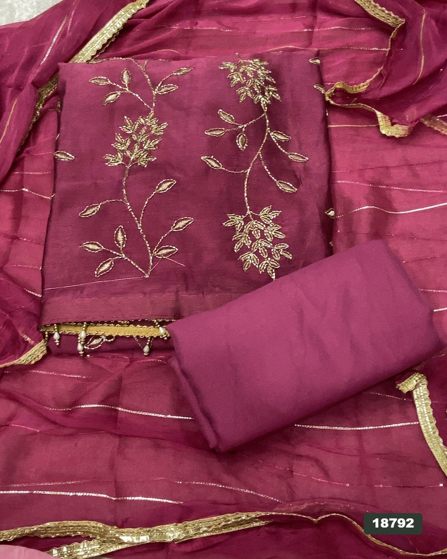 Crush Silk Embroidery Suit Set