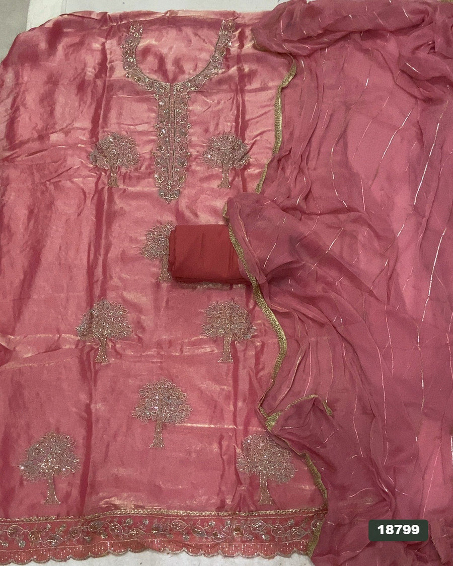 Silk Embroidery Suit Set