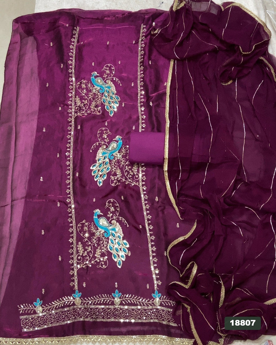 Silk Embroidery Suit Set