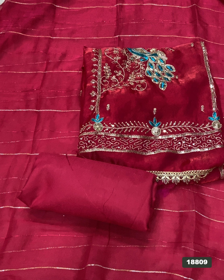 Silk Embroidery Suit Set