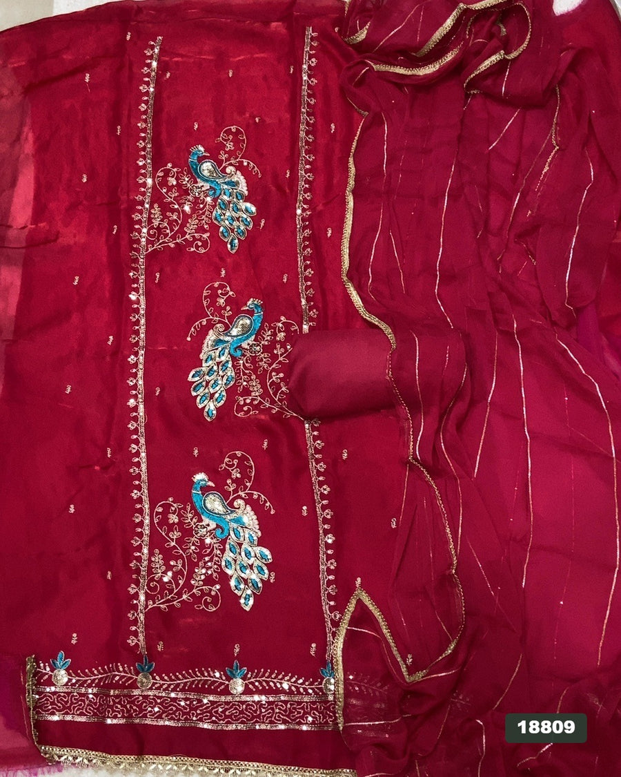 Silk Embroidery Suit Set