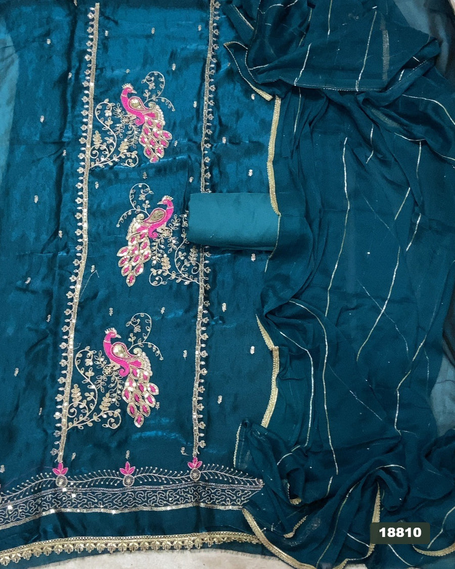 Silk Embroidery Suit Set