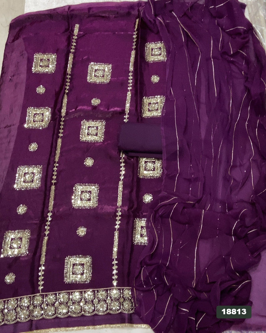 Silk Embroidery Suit Set