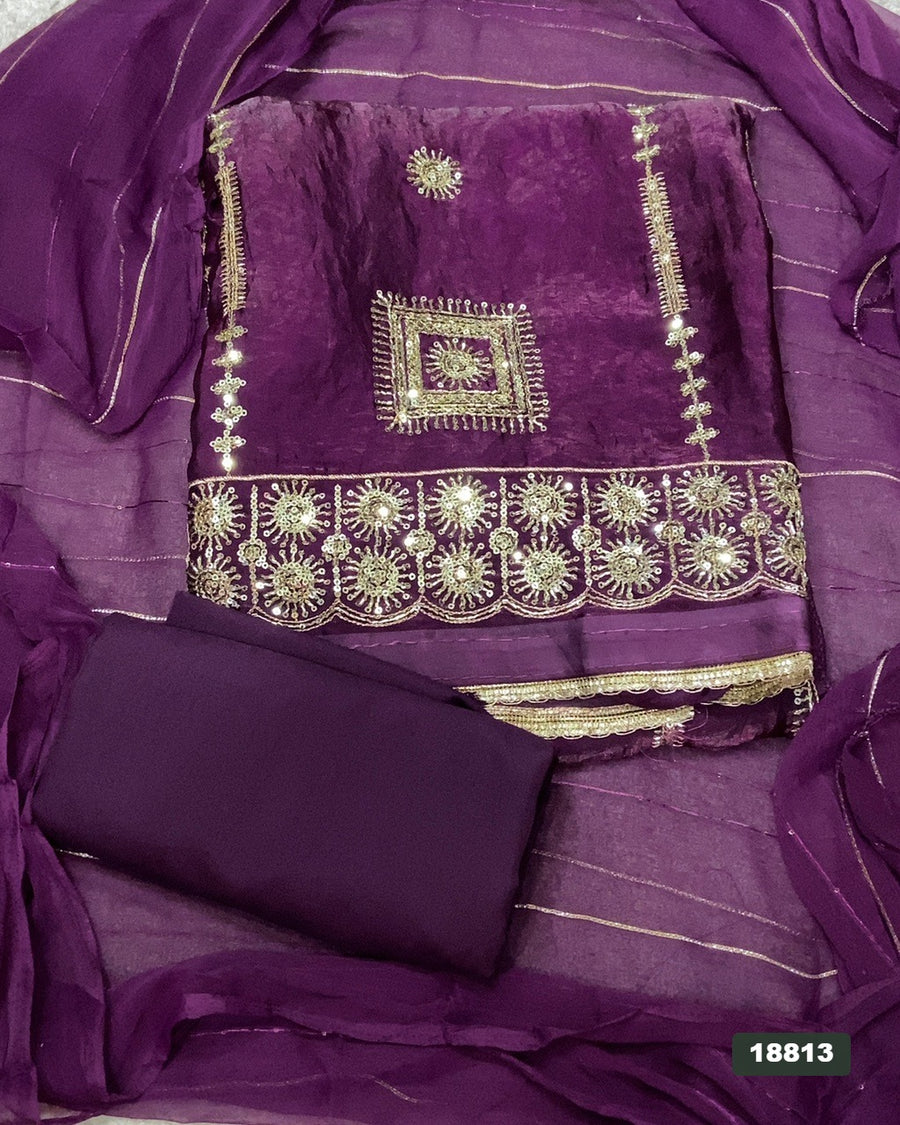 Silk Embroidery Suit Set