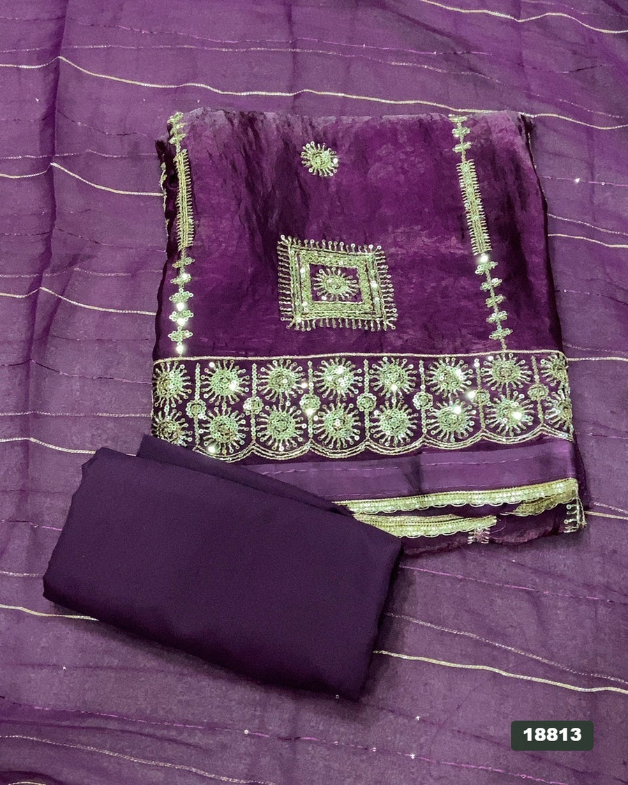 Silk Embroidery Suit Set