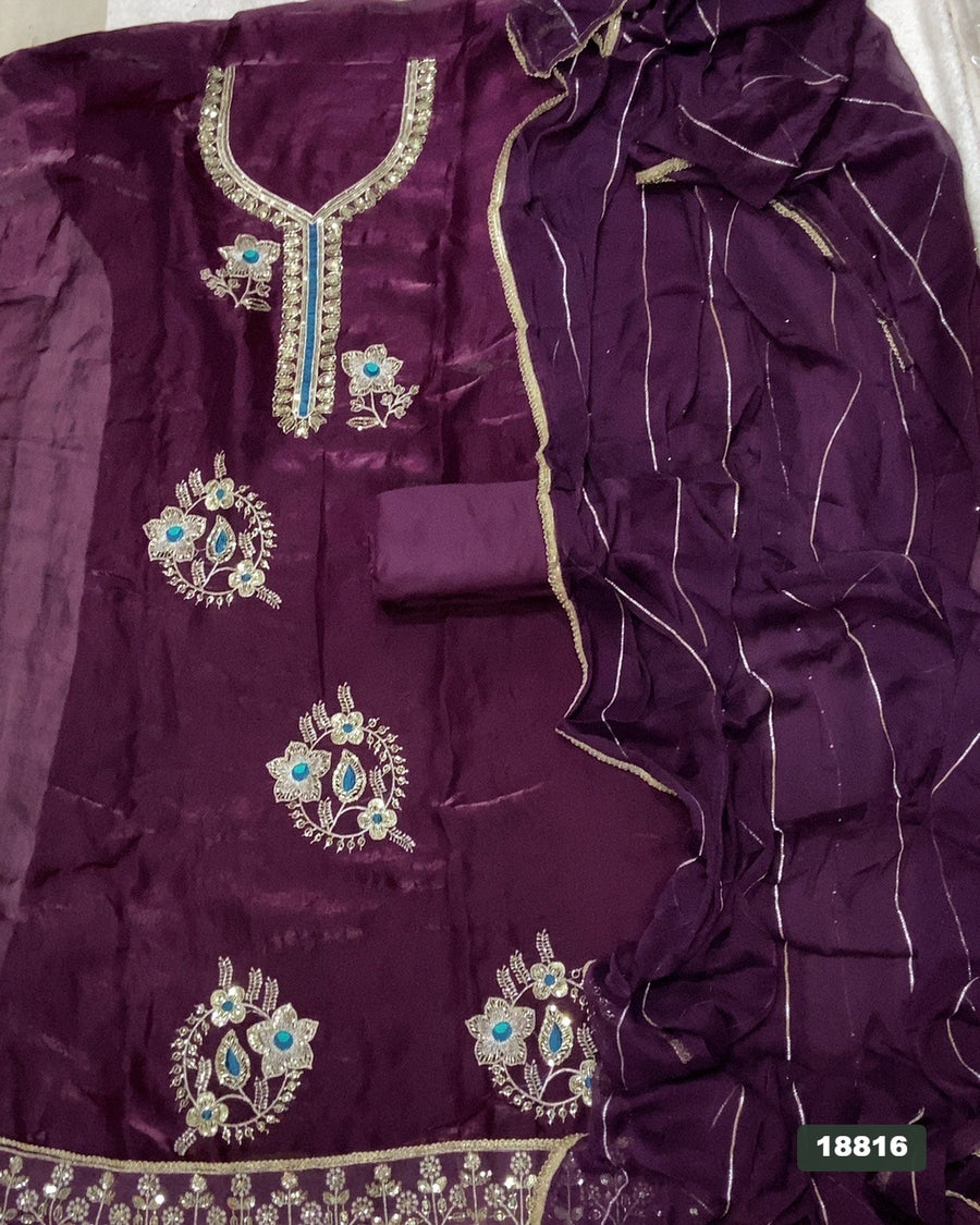 Silk Embroidery Suit Set