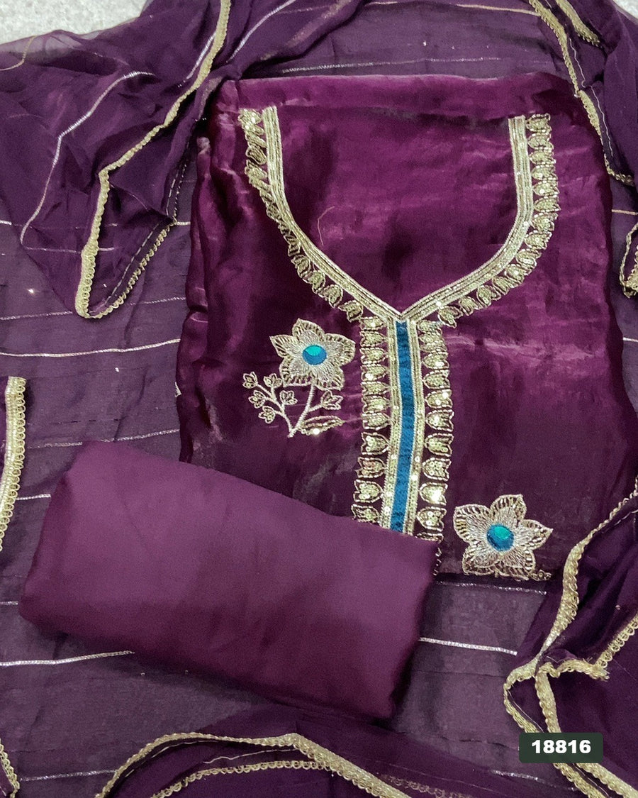 Silk Embroidery Suit Set
