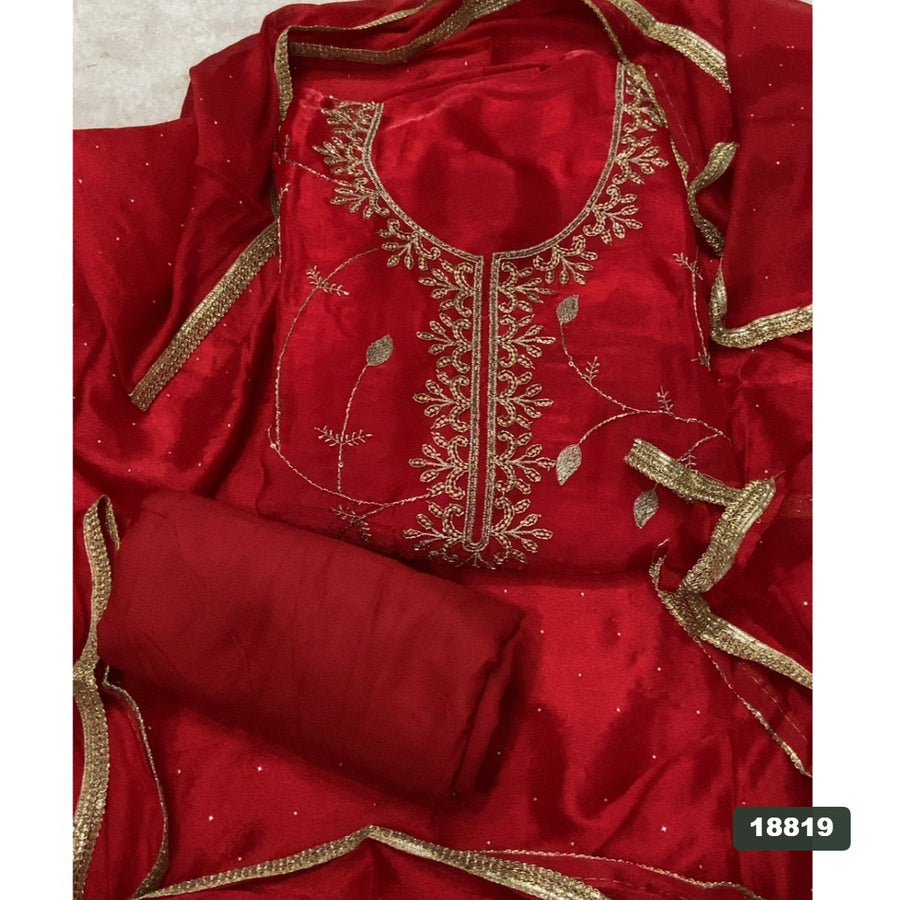 Shimmer Silk Embroidery Suit Set