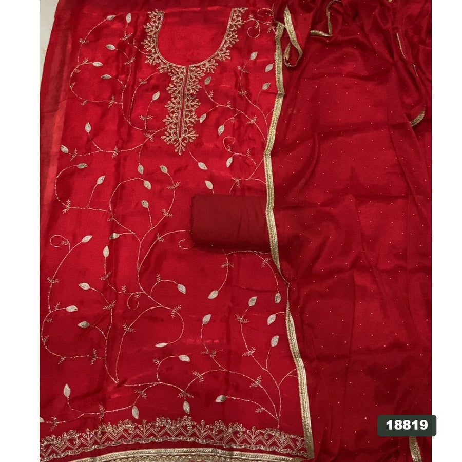 Shimmer Silk Embroidery Suit Set