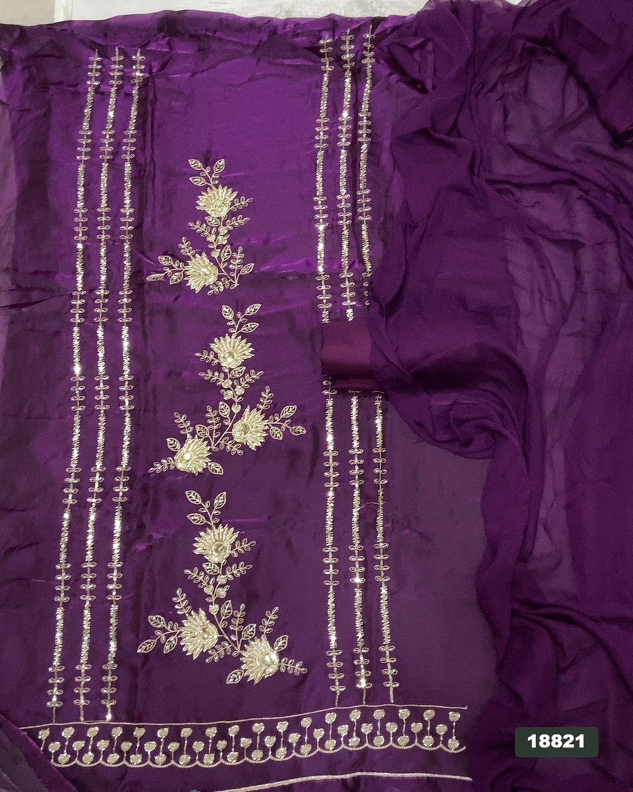 Silk Embroidery Suit Set