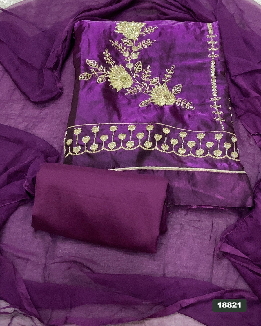Silk Embroidery Suit Set