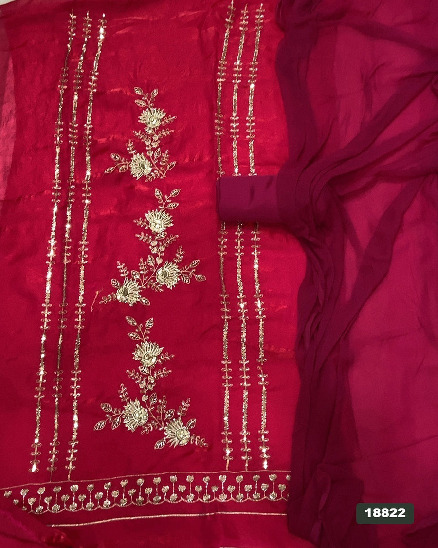Silk Embroidery Suit Set