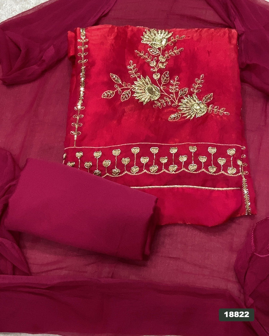 Silk Embroidery Suit Set
