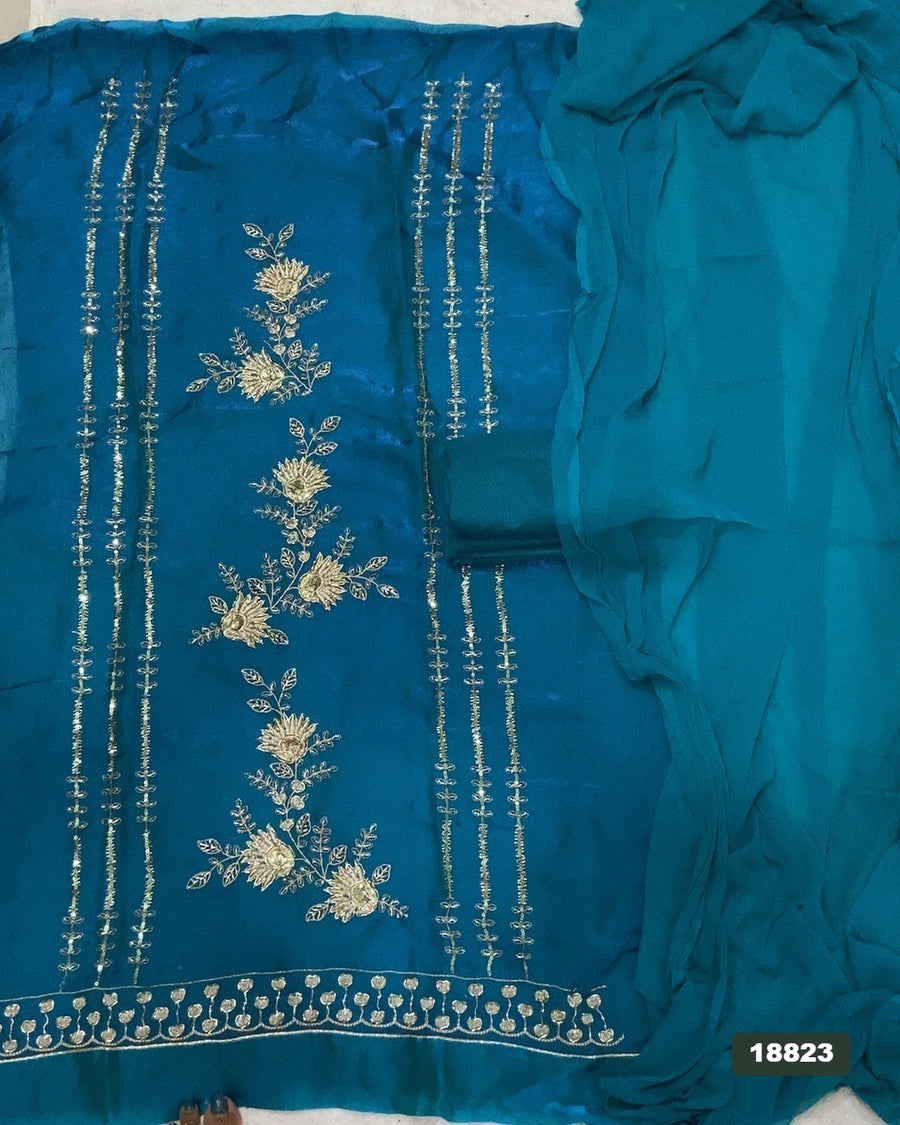 Silk Embroidery Suit Set