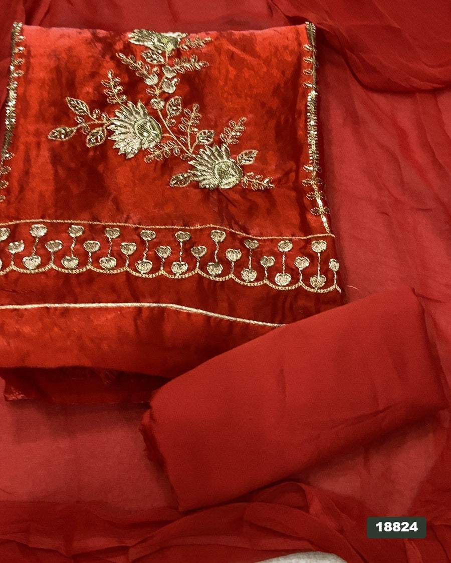 Silk Embroidery Suit Set
