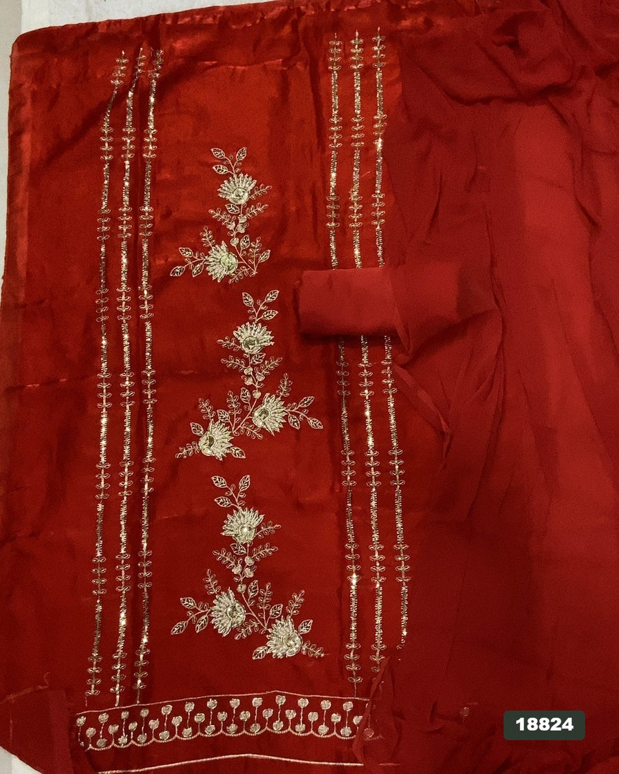Silk Embroidery Suit Set