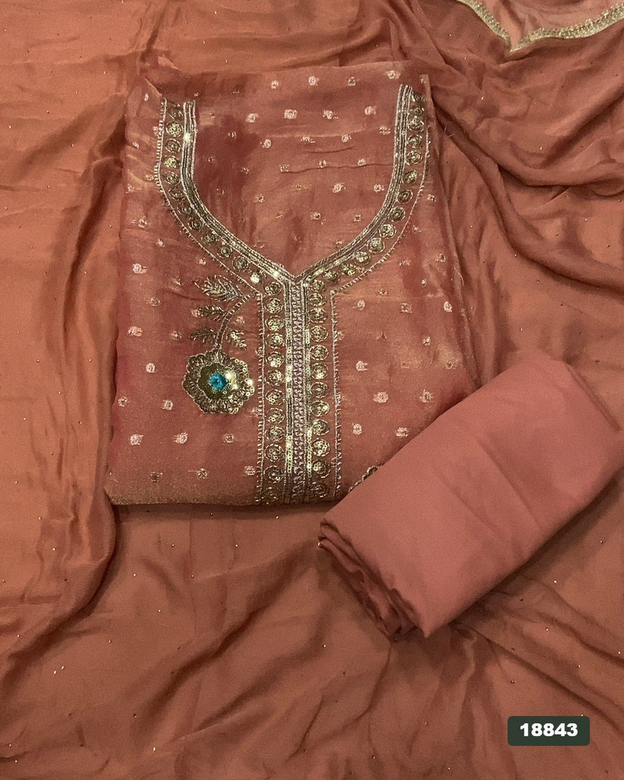 Silk Embroidery Suit Set