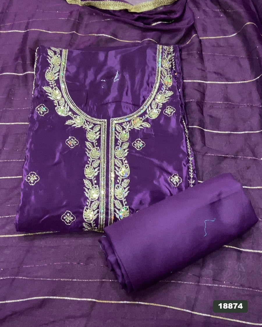 Silk Embroidery Suit Set