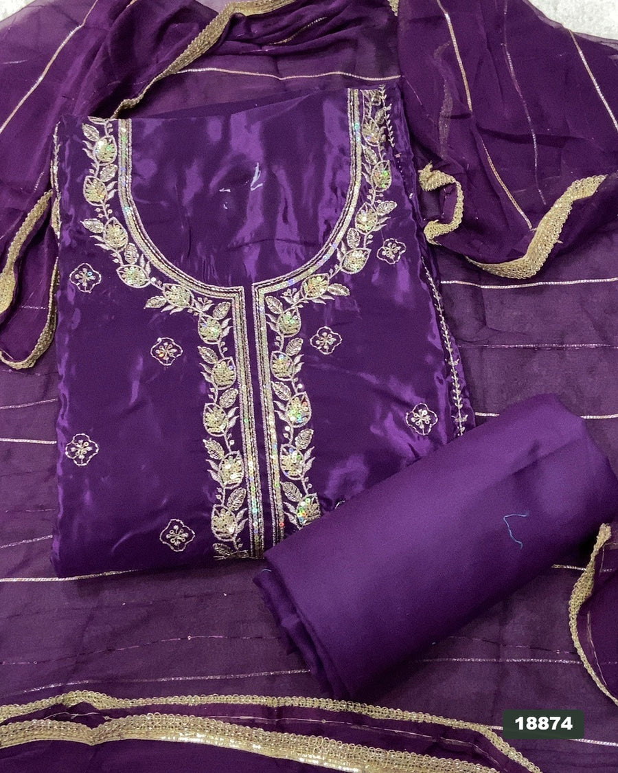 Silk Embroidery Suit Set