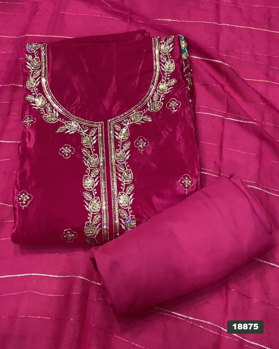 Silk Embroidery Suit Set
