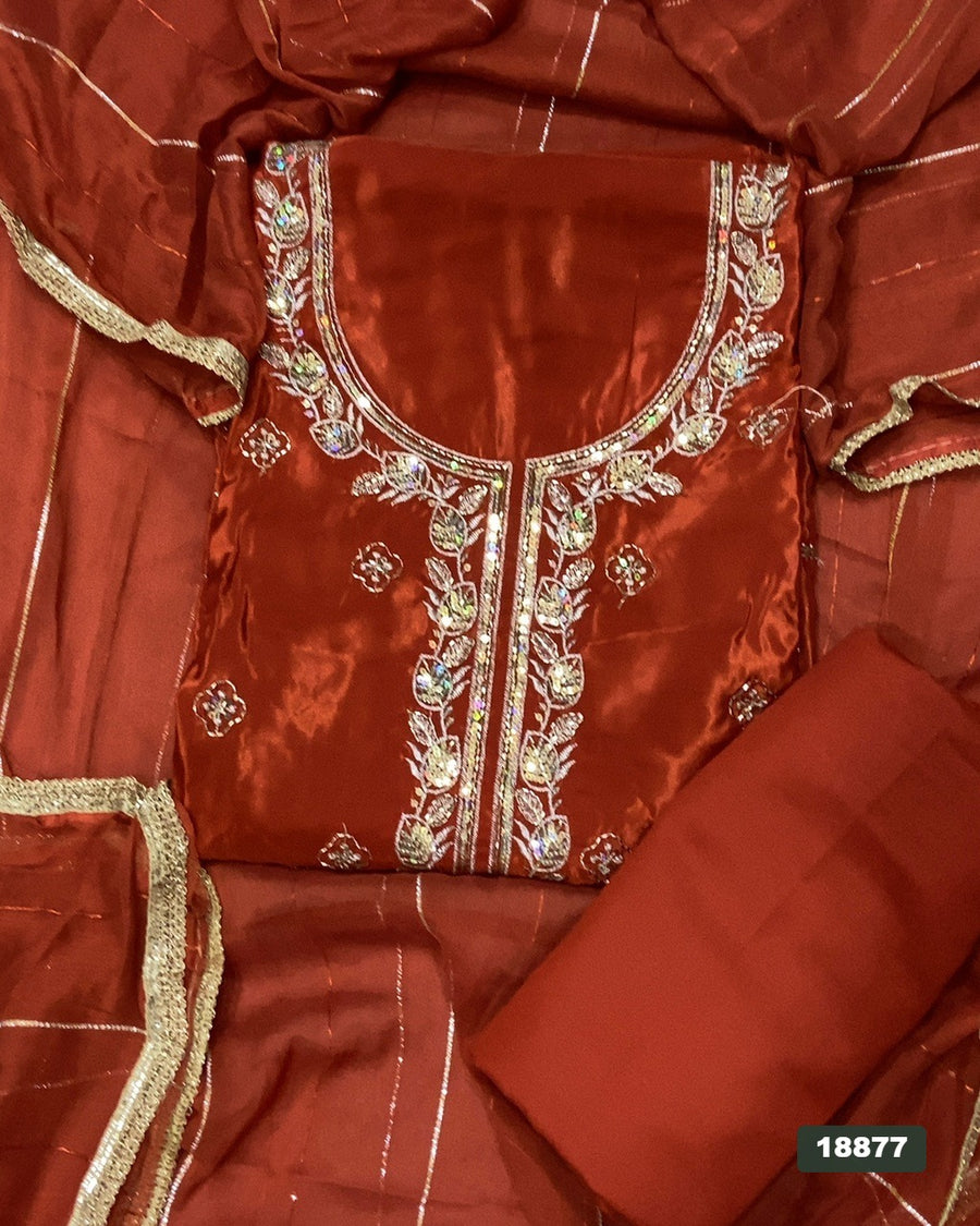 Silk Embroidery Suit Set