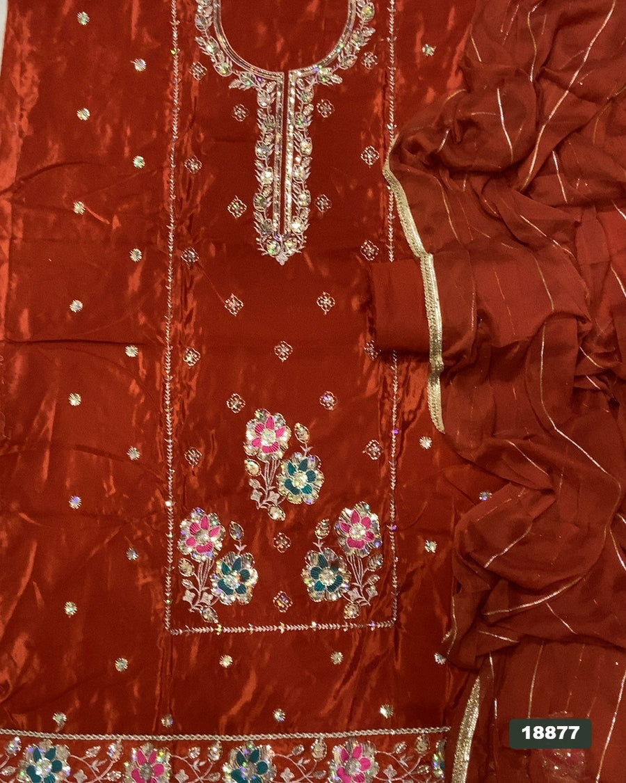 Silk Embroidery Suit Set