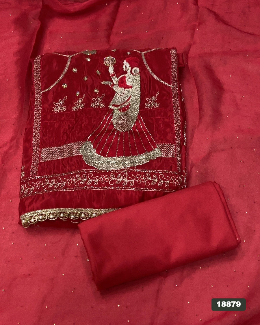 Glass Organza Silk Embroidery Suit Set