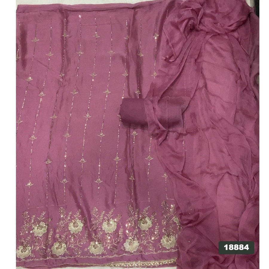 Crush Silk Embroidery Suit Set