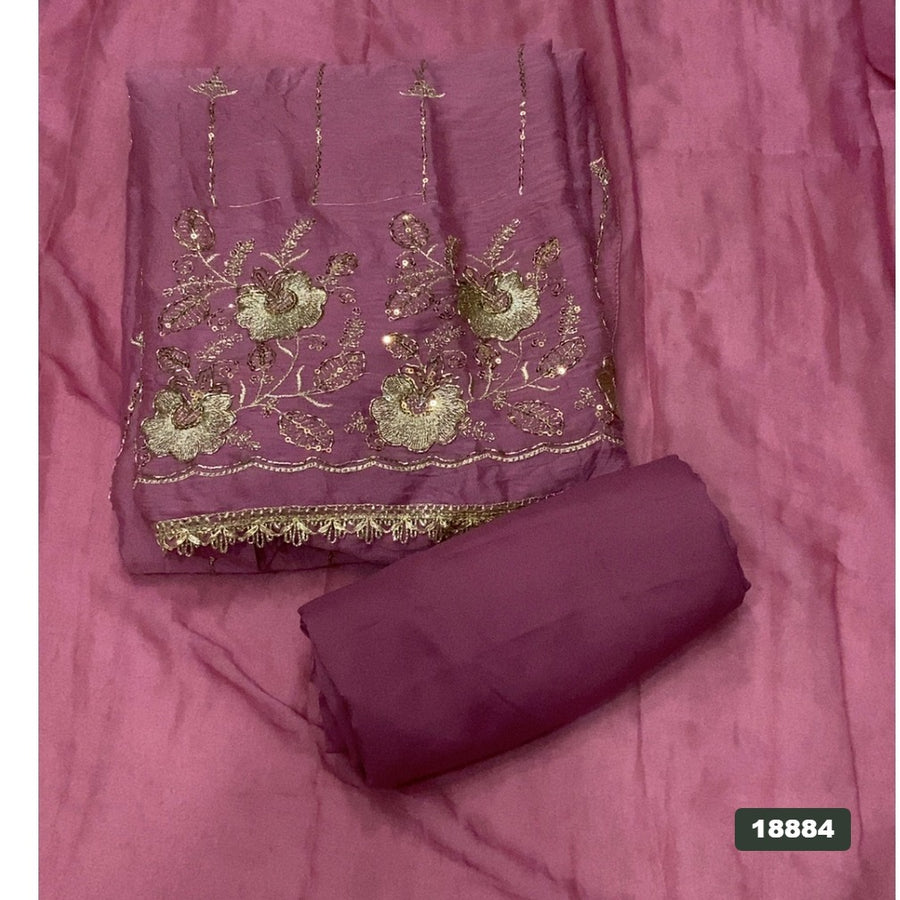 Crush Silk Embroidery Suit Set