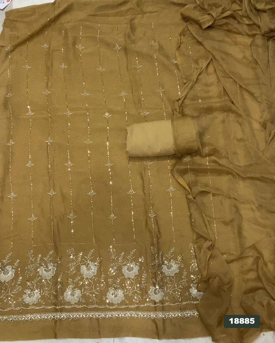 Crush Silk Embroidery Suit Set
