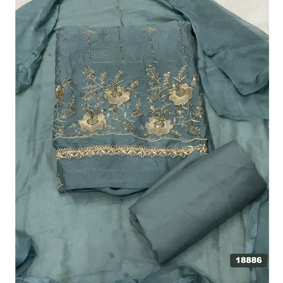 Crush Silk Embroidery Suit Set