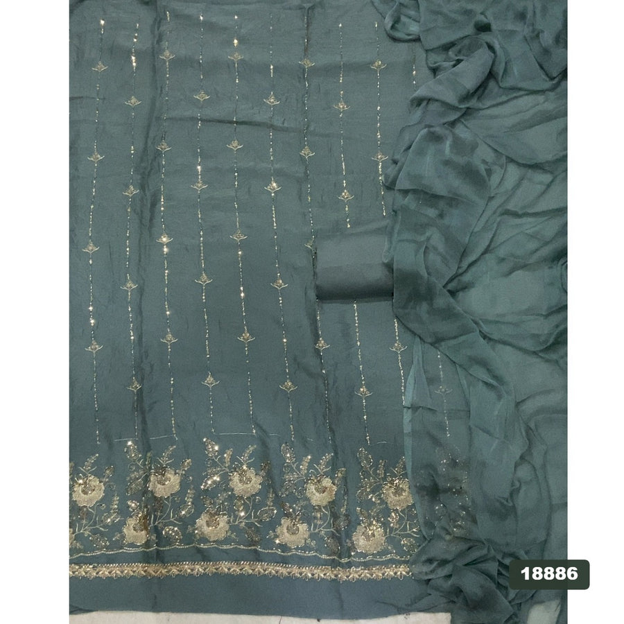 Crush Silk Embroidery Suit Set