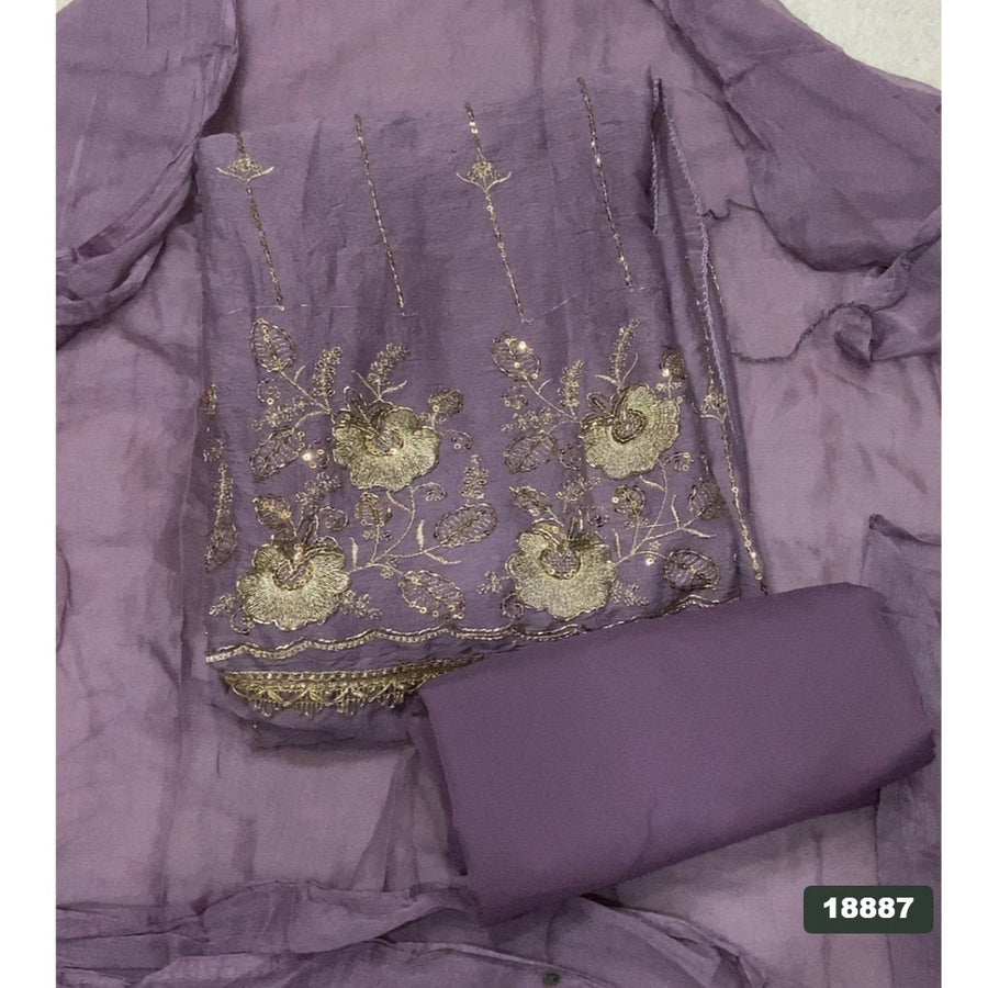 Crush Silk Embroidery Suit Set