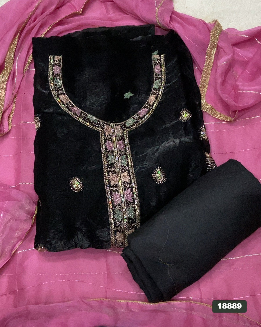 Silk Embroidery Suit Set