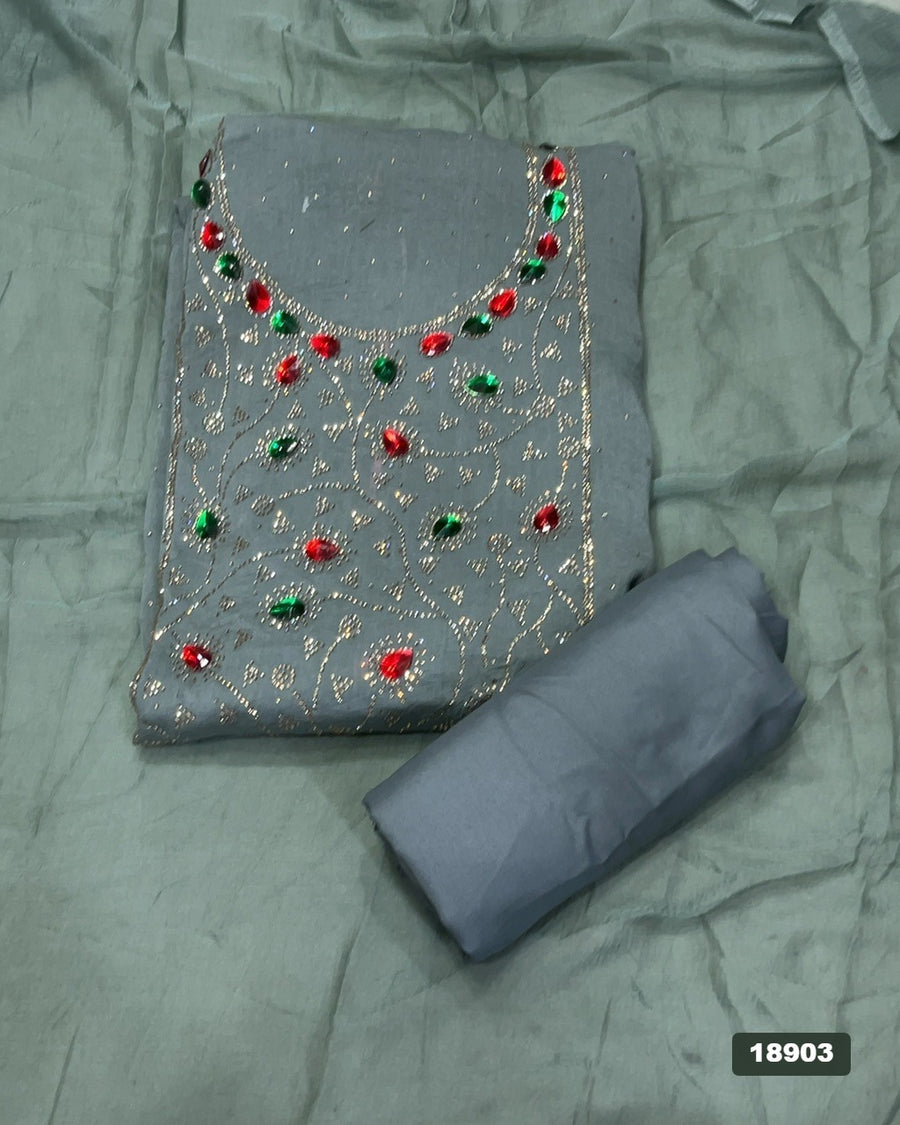 Crush Silk Embroidery Suit Set