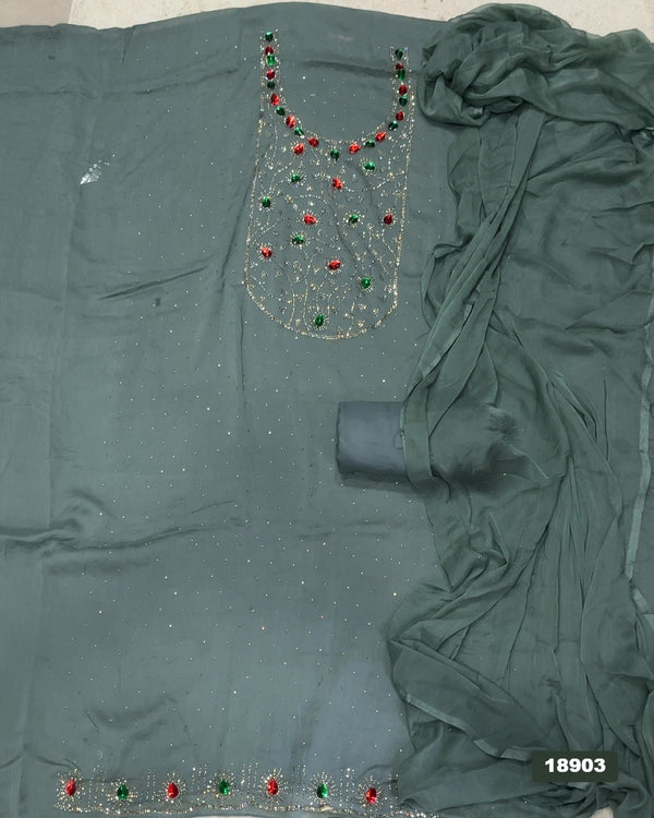 Crush Silk Embroidery Suit Set