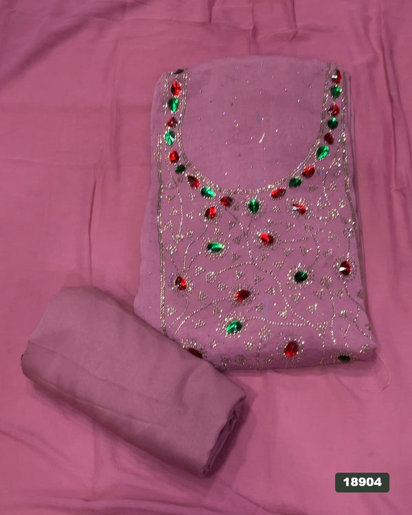 Crush Silk Embroidery Suit Set